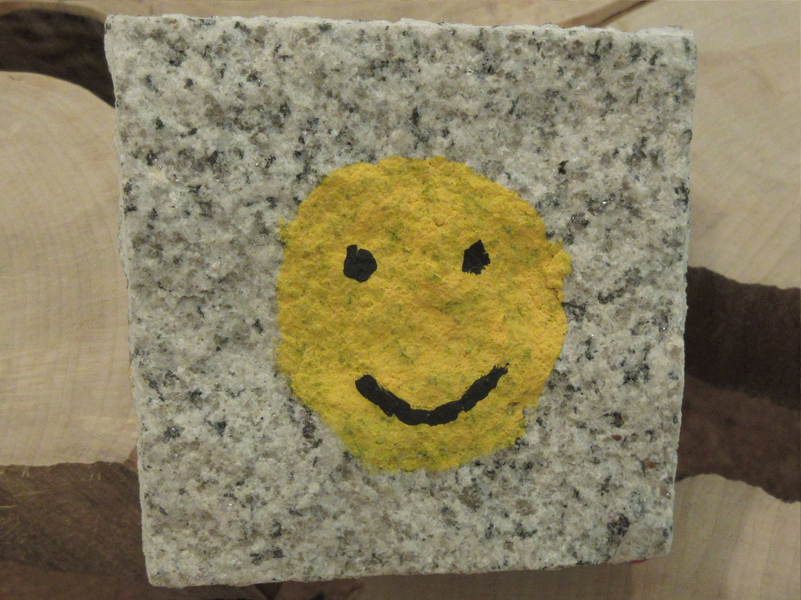 Smileygesicht auf einem Stein
